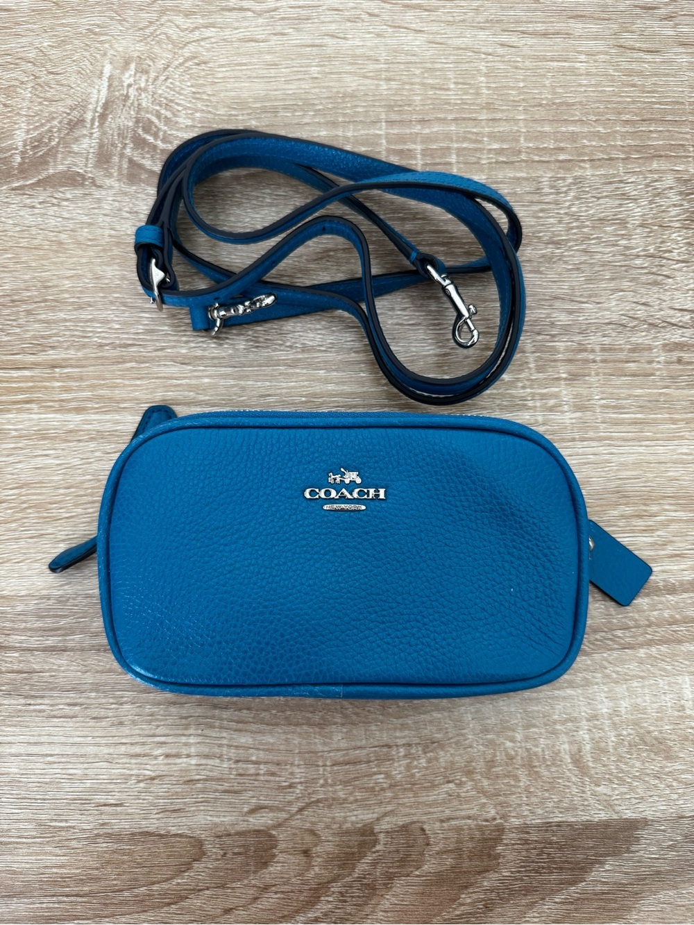 Coach Pebbled Leather Crossbody in Blue